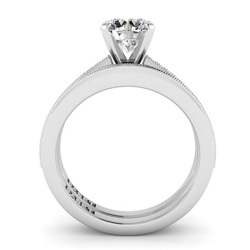 Round Diamond Engagement Ring Set .21ct Milgrain
